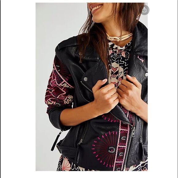 Free People Zandra Rhodes Stardust Biker Jacket - Picture 5 of 7